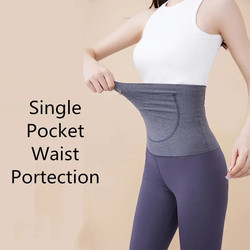 Velvet Single Pocket Waistband For Women Antumn Winter Thermal Waist Support Abdomen Back Warmer Belly Stomach Protection