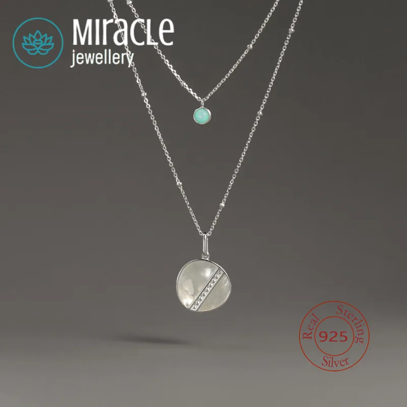 Miracle Sterling Silver 925  For Paragraph Life Custom Bead Double Layer Bare Chain Stacking Style Retro Elegant Necklace
