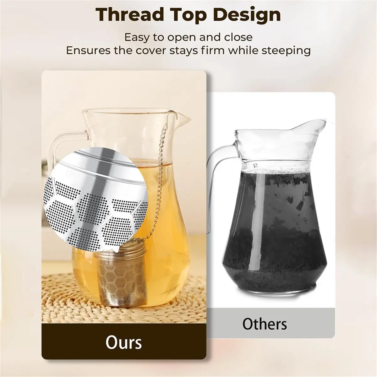 2 Pack Tea Strainers for Loose Tea, Extra Fine Mesh Tea Infuser, with Chain Hook, Loose Leaf Tea Steeper for Brew Tea