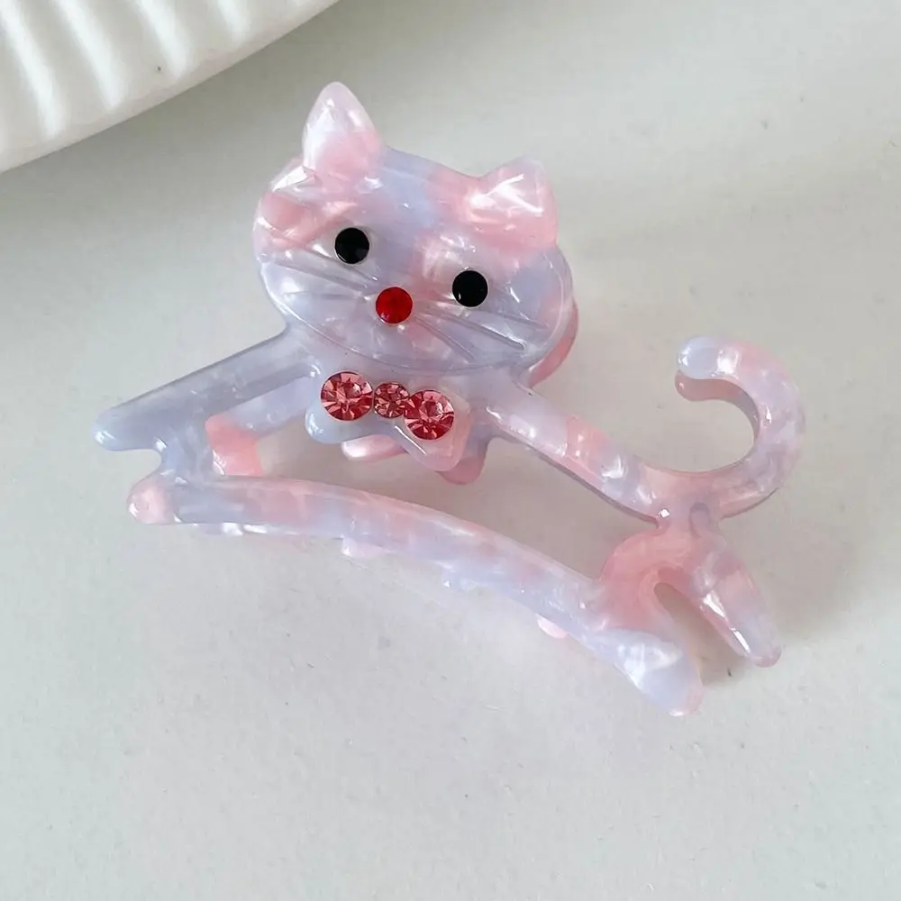 Cute Acetic Acid Acetate Animal Cat Hair Claw Cartoon Y2k Rhinestone Hair Clip Diamond Headdress Shark Clip Girl