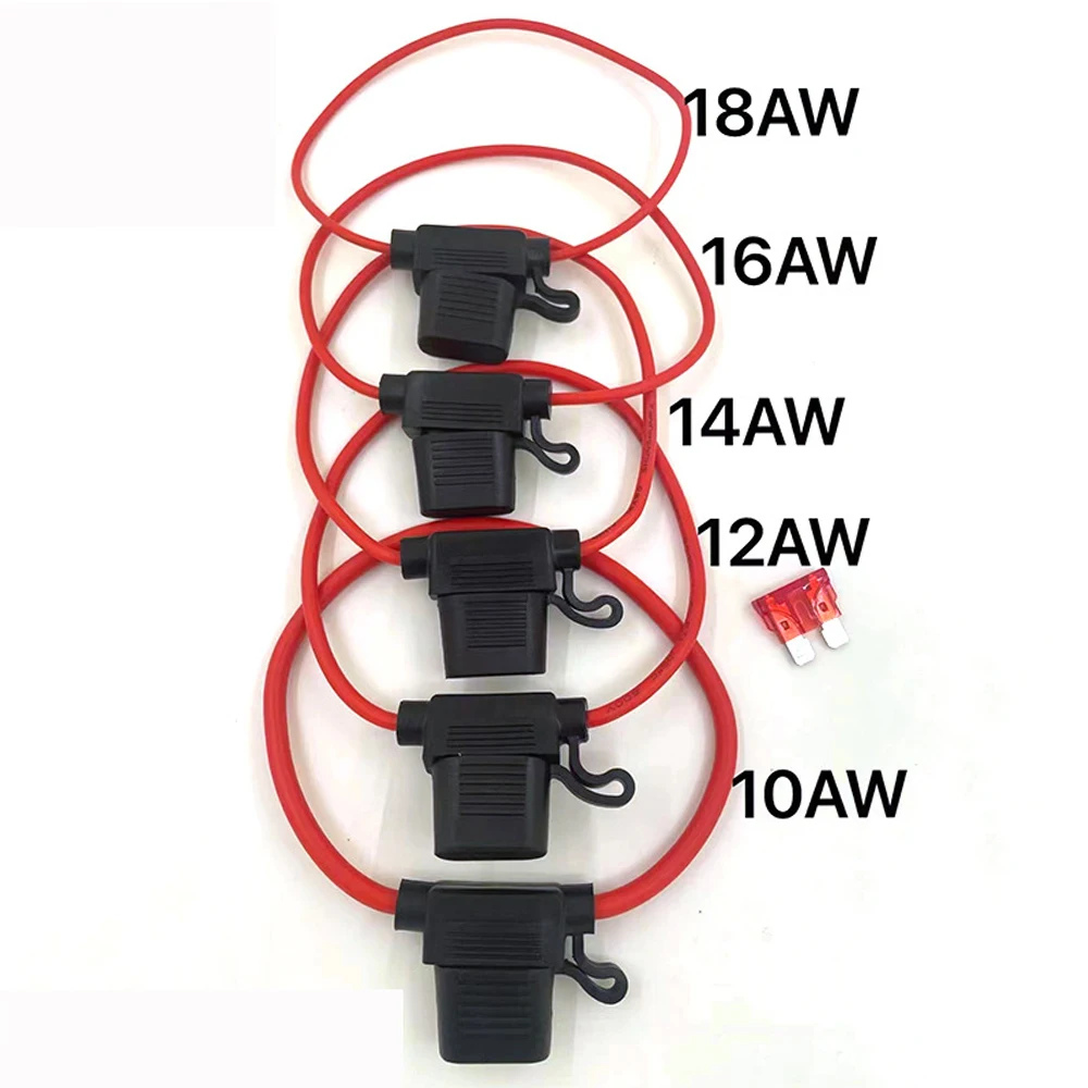 Waterproof 12V 24V 32V Mini Small Medium Auto Fuse Holder 18/16AWG Car Blade Fuse 1A 2A 3A 5A 10A 15A 20A 25A 30A 35A 40A