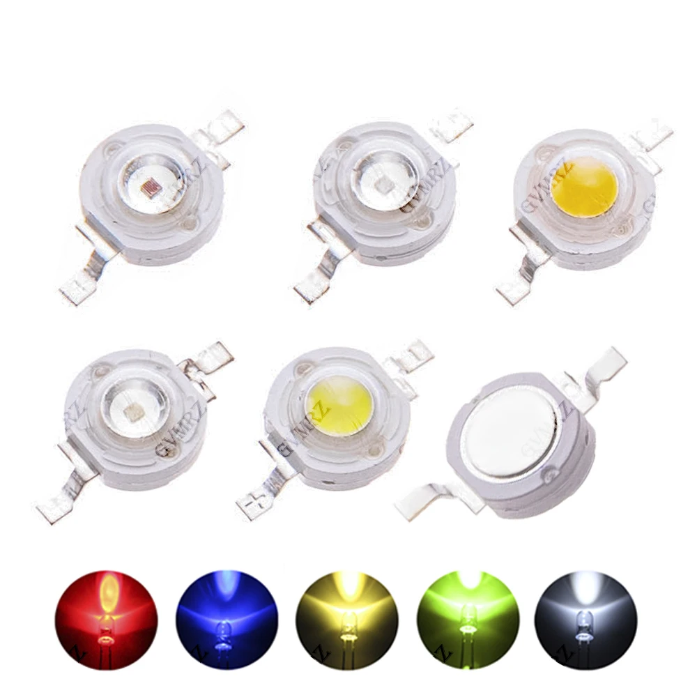 10PCS 1W LED Chip Bead Various colors White Red Yellow for PCB DIY Electronics Blue Green