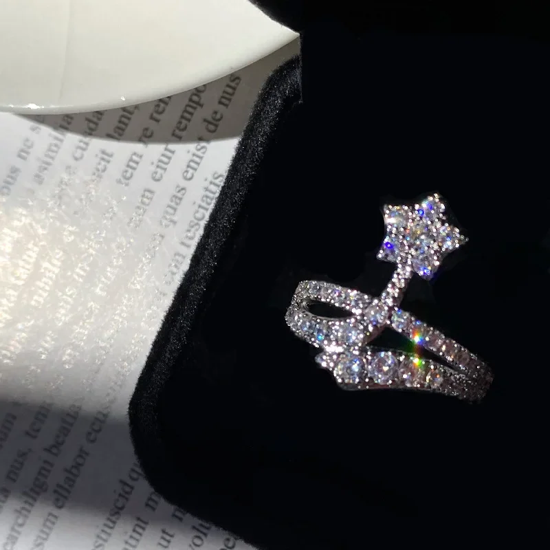 MDLFES Moiss..n الماس نمط كلاسيكي نيزك على طراز البوب مجموعة صغيرة من الزركونيوم الماس نجمة خماسية مشرقة