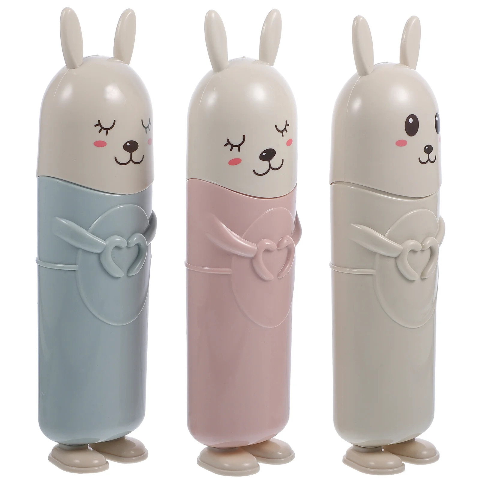 3pcs Toothbrush Cylinder Set Lovely Toothbrush Case For Travel Portable Dual Purpose Mouthwash Cup Storage Small Exquisite