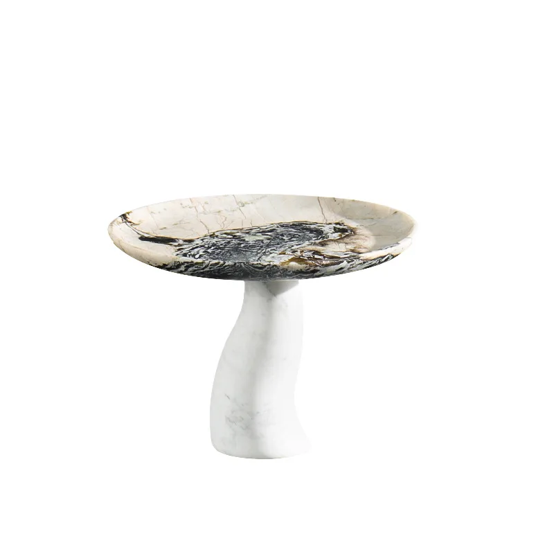 

Modern light luxury home decoration marble mushroom shape fruit plate model room home atmosphere ornament