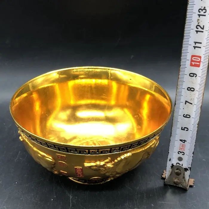 Antique Miscellaneous Collection Daqing Qianlong Annual Gilt Wuniu Picture Bowl