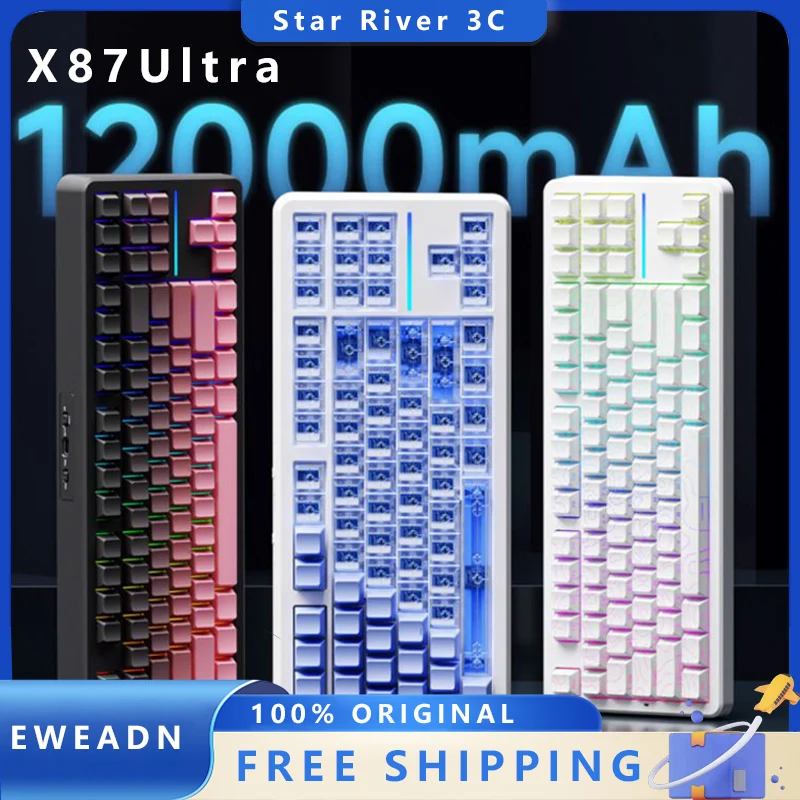 

EWEADN X87 Ultra Wireless Mechanical Keyboard Hot Swapable 2.4G Bluetooth/USB 3Mode Customized Magnetic Switch Gaming Keyboard