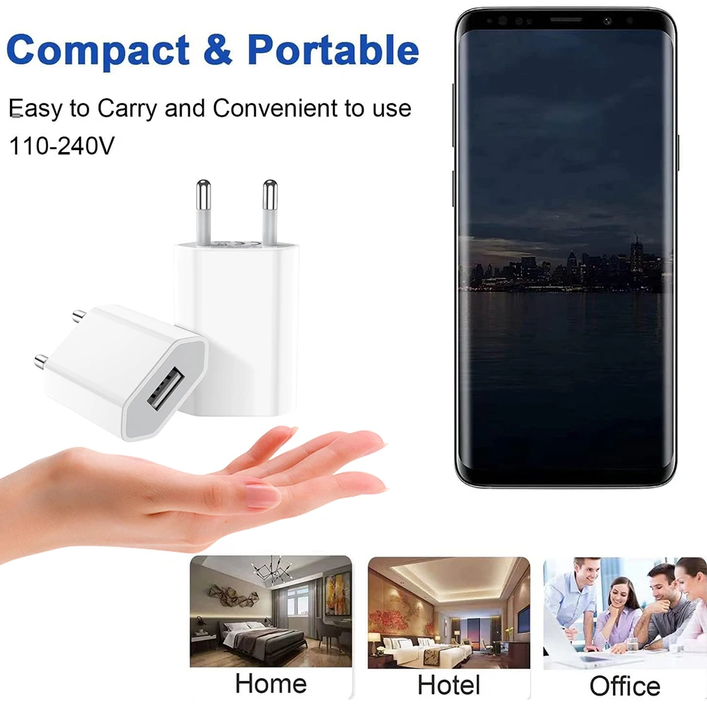 Universal 5V 1A EU Plug 1-5Pcs USB Home Travel Mobile Phone Charger For Samsung Xiaomi Redmi Huawei Charger Power Wall Adapter