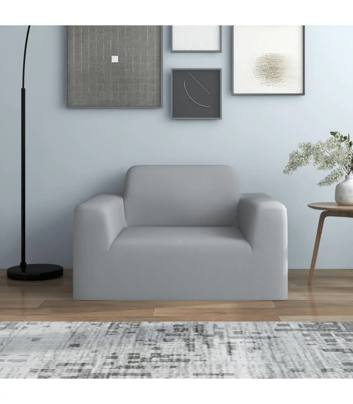 Elastic Armchair Cover Polyester Grey jersey