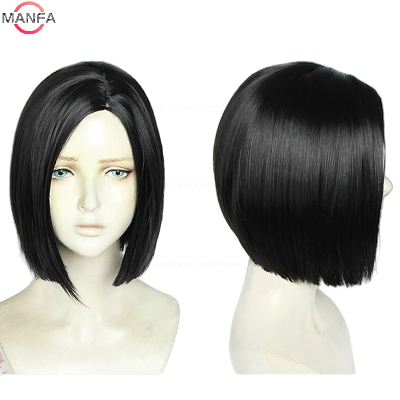 Game Valorant Viper Cosplay Wig Short Straight Black Cosplay Wigs Heat Resistant Synthetic Hair Halloween Role play + Wig Cap