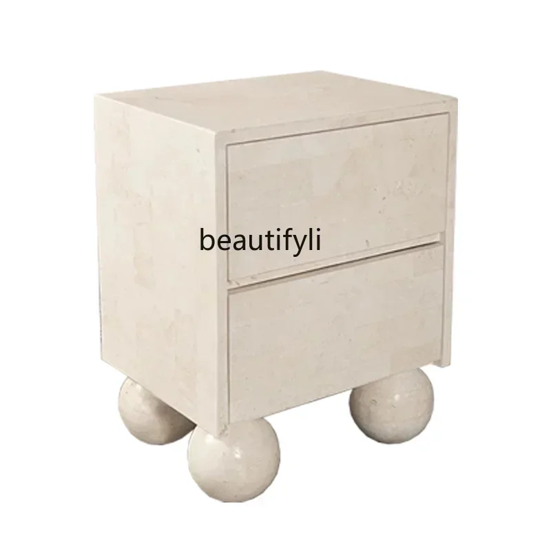 

Designer Minimalist Bedside Table Solid Wood Bedroom Silent Wind Locker Mini Creative Storage Cabinet