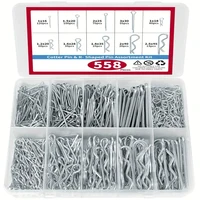 Kit surtido de pasadores de chaveta de 558 piezas, pasadores de acero galvanizado, ganchos de horquilla, kit surtido de accesorios de sujeción, juego de sujetadores de clip R de horquilla de varios tamaños, adecuado para uso doméstico o en automóvil