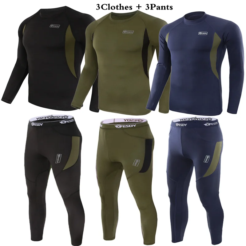 1 Suit 2Suit 3Suit Winter Top Quality Thermal Underwear Men Sets Compression Fleece Sweat Quick Drying Thermo Underwear Clothing