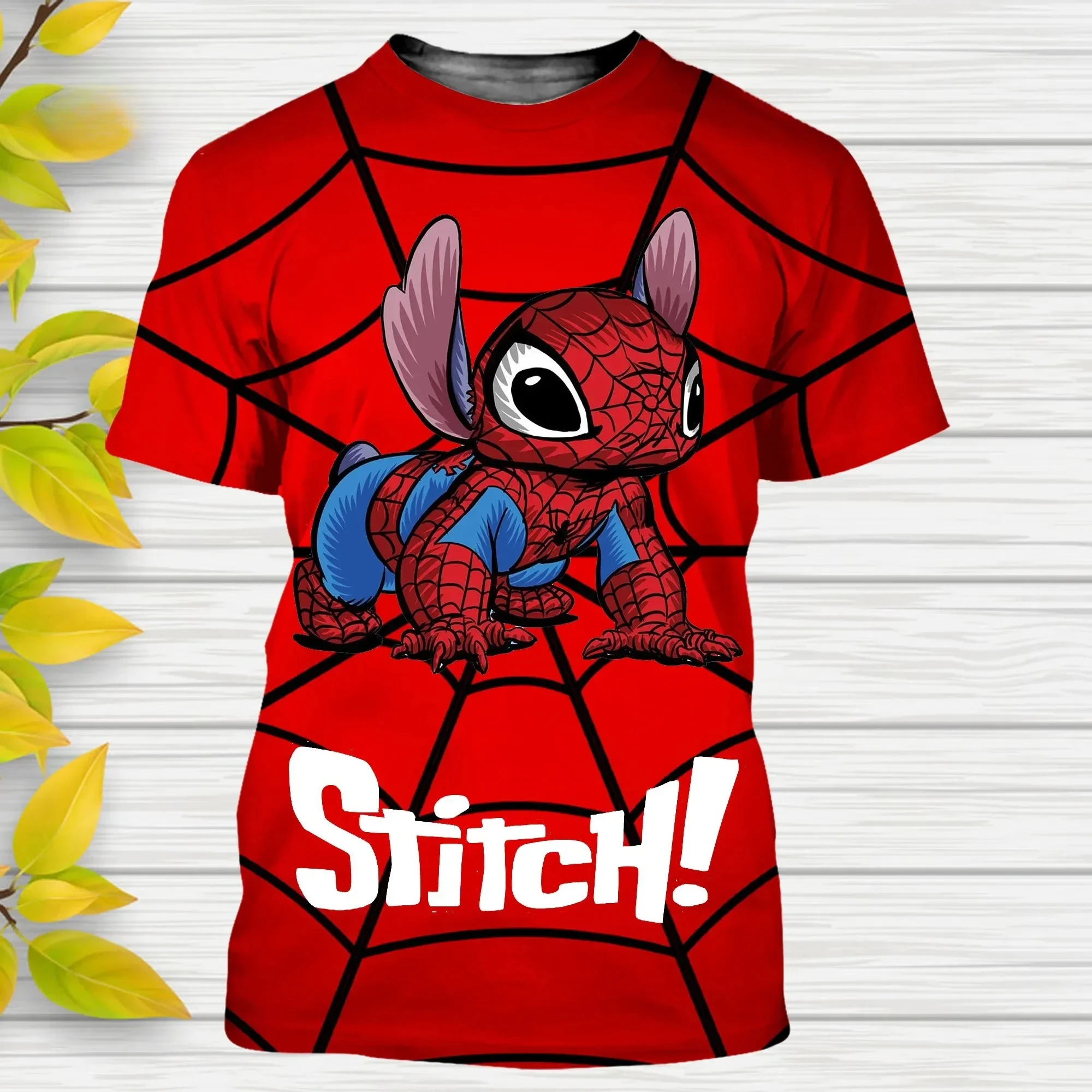 Disney Halloween Stitch Męska Damska Koszulka z Krótkim Rękawem Casualowy Styl Druk 3D Dziecięca Koszulka Letnia Casualowa Streetwear T-shirt Top z Kreskówką
