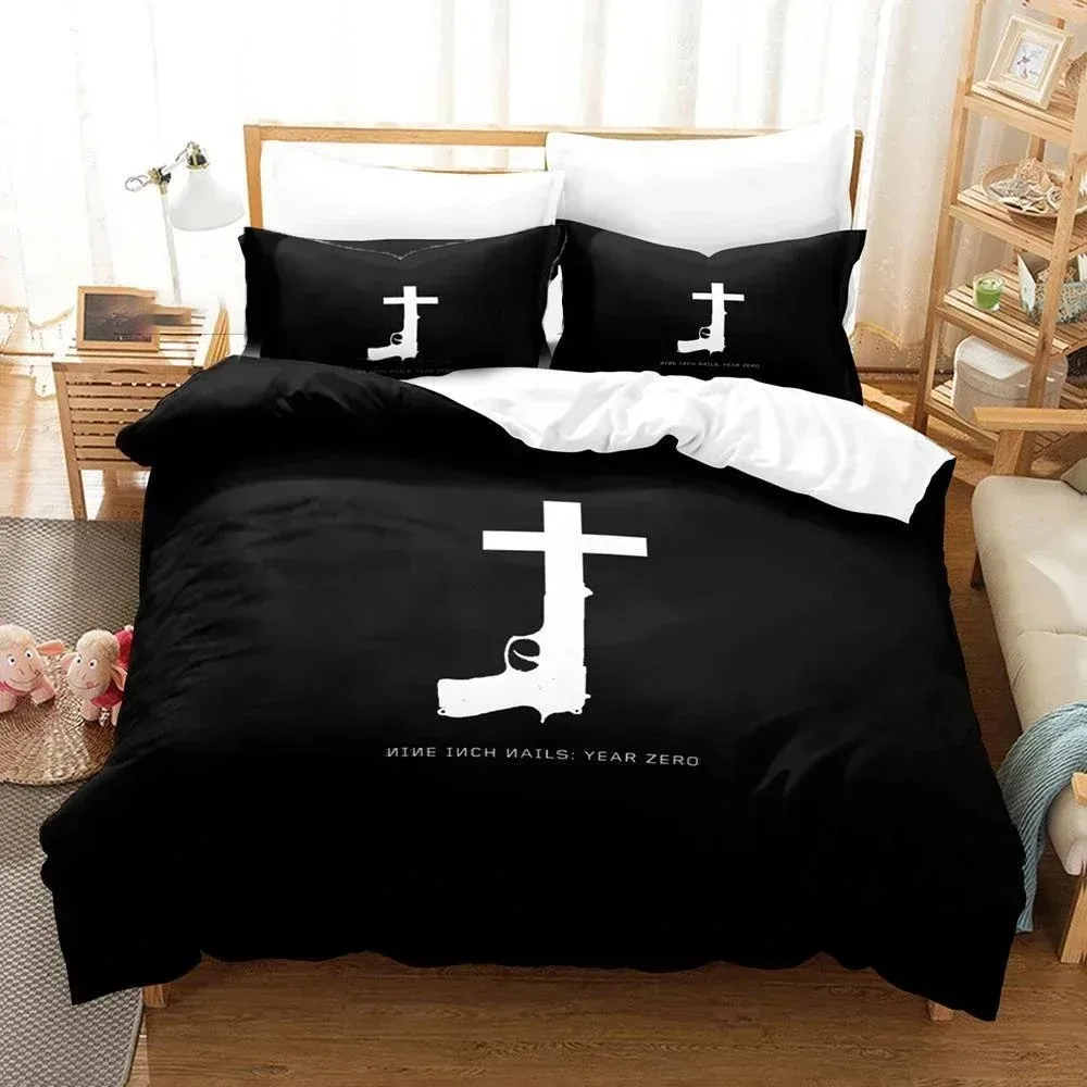 3D Printed Nine Inch Nails NIN Bedding Set Duvet Cover Bedroom Comforter Single Twin King Size Quilt Cover Home Textile