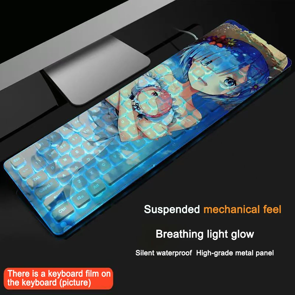 104 Keys Re:Zero-Starting Life in Another World Keyboard Gaming Anime Wired Gaming Keyboard Keycap For Office Laptop Accessories