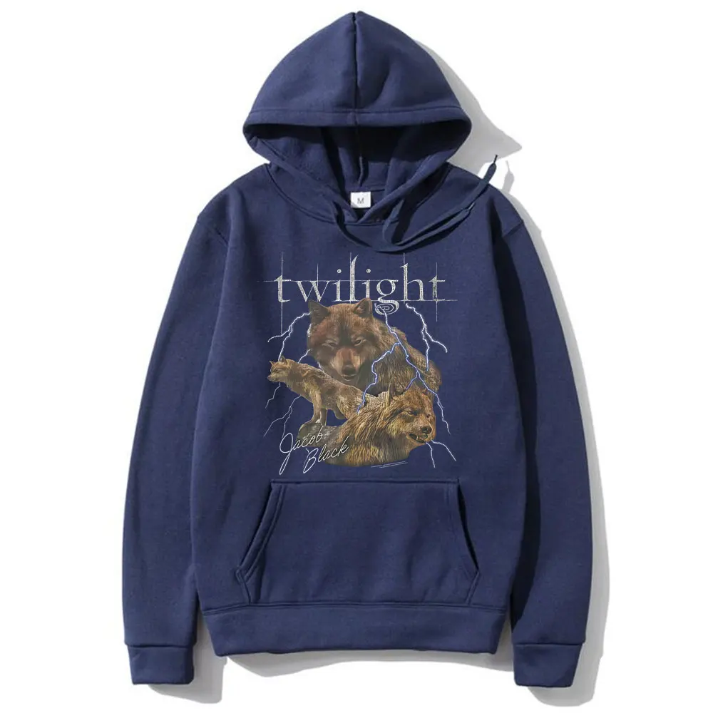 الشفق جاكوب الأسود الذئب الجرافيك هوديي الرجال النساء عادية الصوف كنزة صوفية قطنية/بلوزة قطنية عالية الجودة الذكور القوطية فضفاضة المتضخم البلوز #3