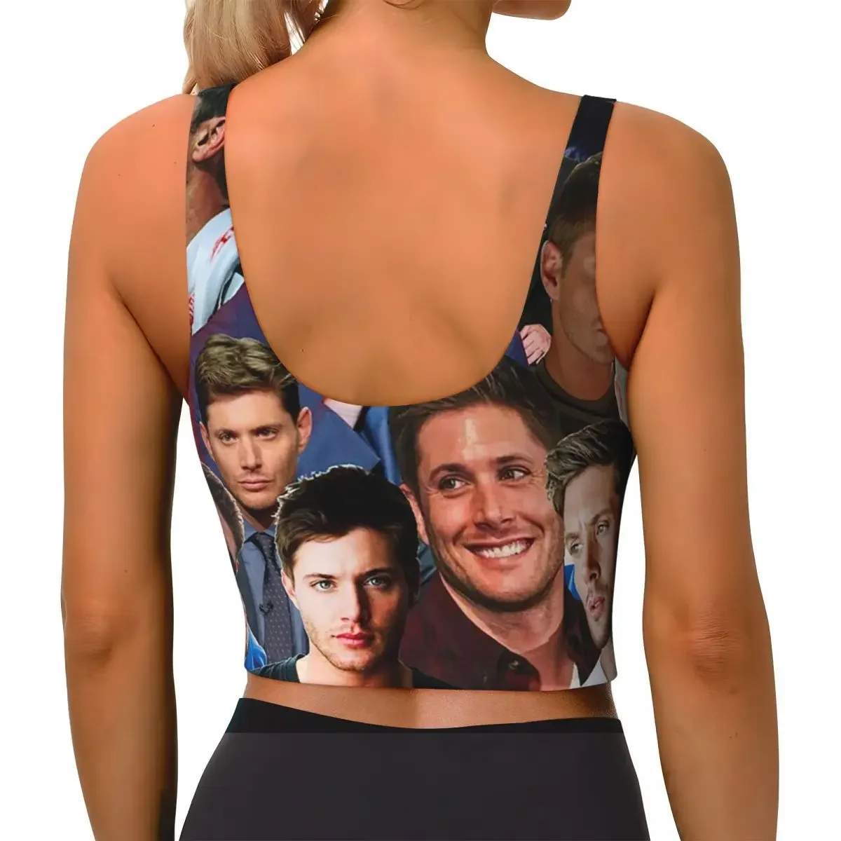 Custom Jensen Ackles Photo Collage Women Sports Bras High Impact Vest Gym Workout Yoga Crop Tank Tops