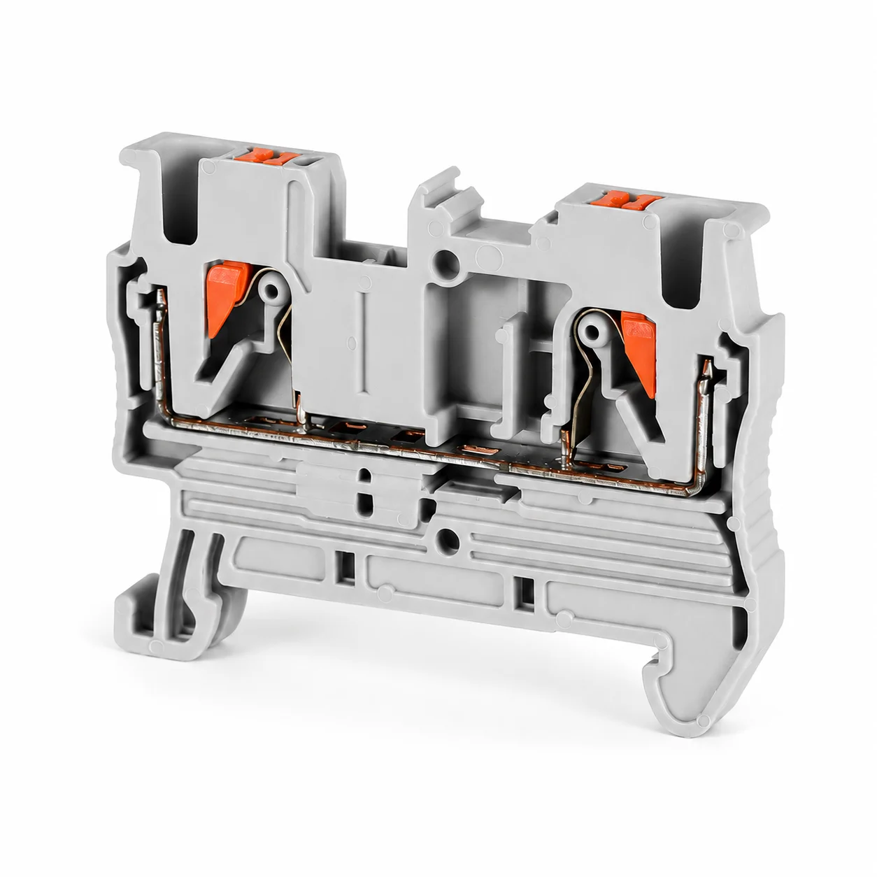 50PCS DIN Rail Terminal Block PT2.5 Feed Through Push In Wire Connector Spring Clamp 800V 32A 0.2-2.5mm2 NS35 Electrical Wiring