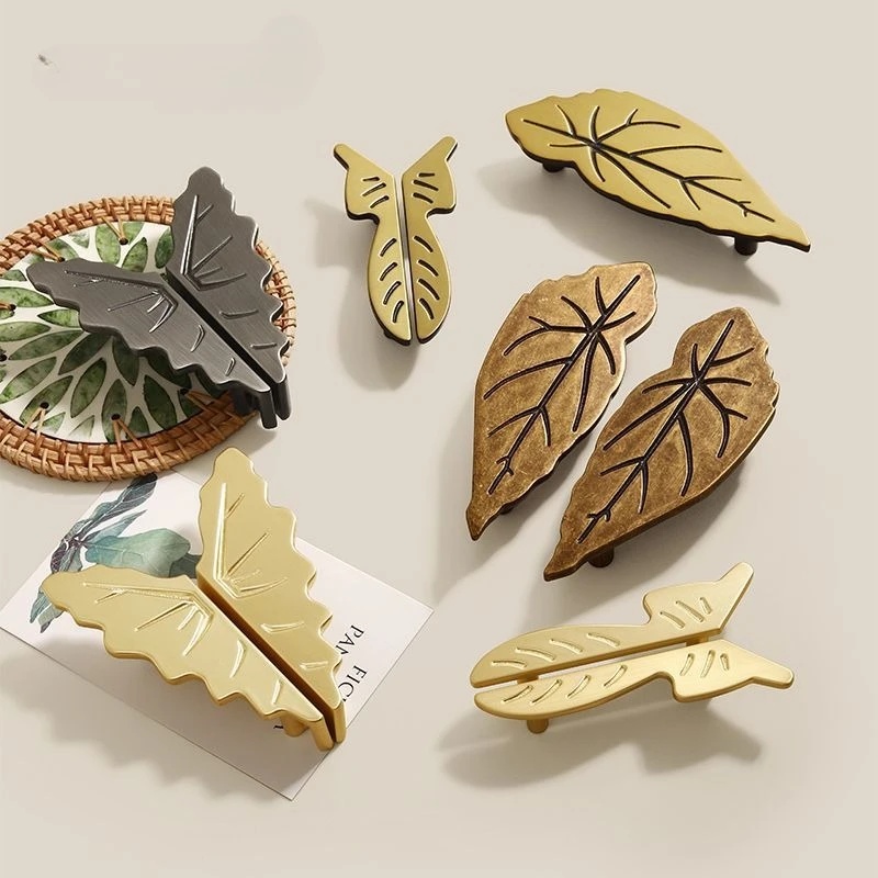 Chinese Style Creative Tree Leaf Kitchen Cabinet Handle Zinc Alloy Antique Bronze Cabinet Door Knob Butterfly Shaped Drawer Pull