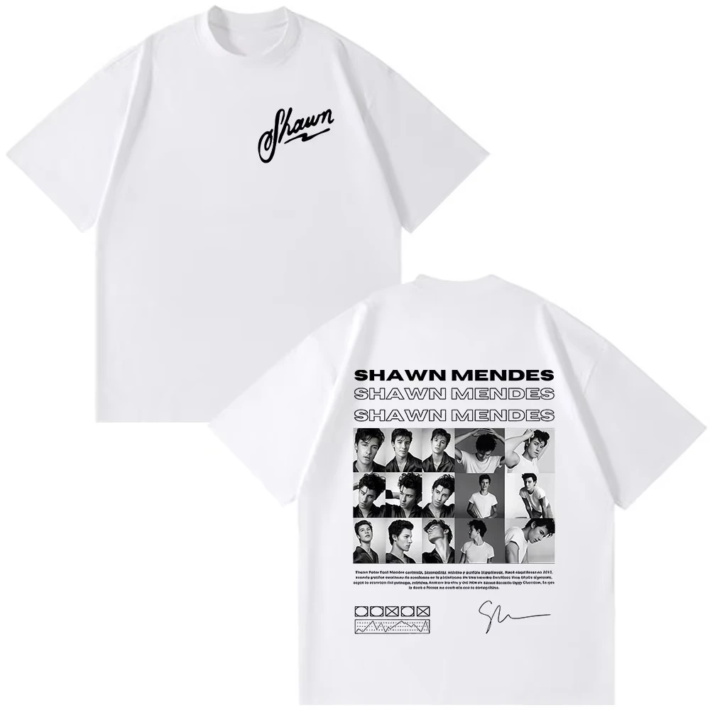 مغني الراب شون مينديز ألبوم 2025 الجرافيك تي شيرت الرجال النساء الهيب هوب ريترو قصيرة الأكمام تي شيرت القطن المتضخم تي شيرت الشارع الشهير #4