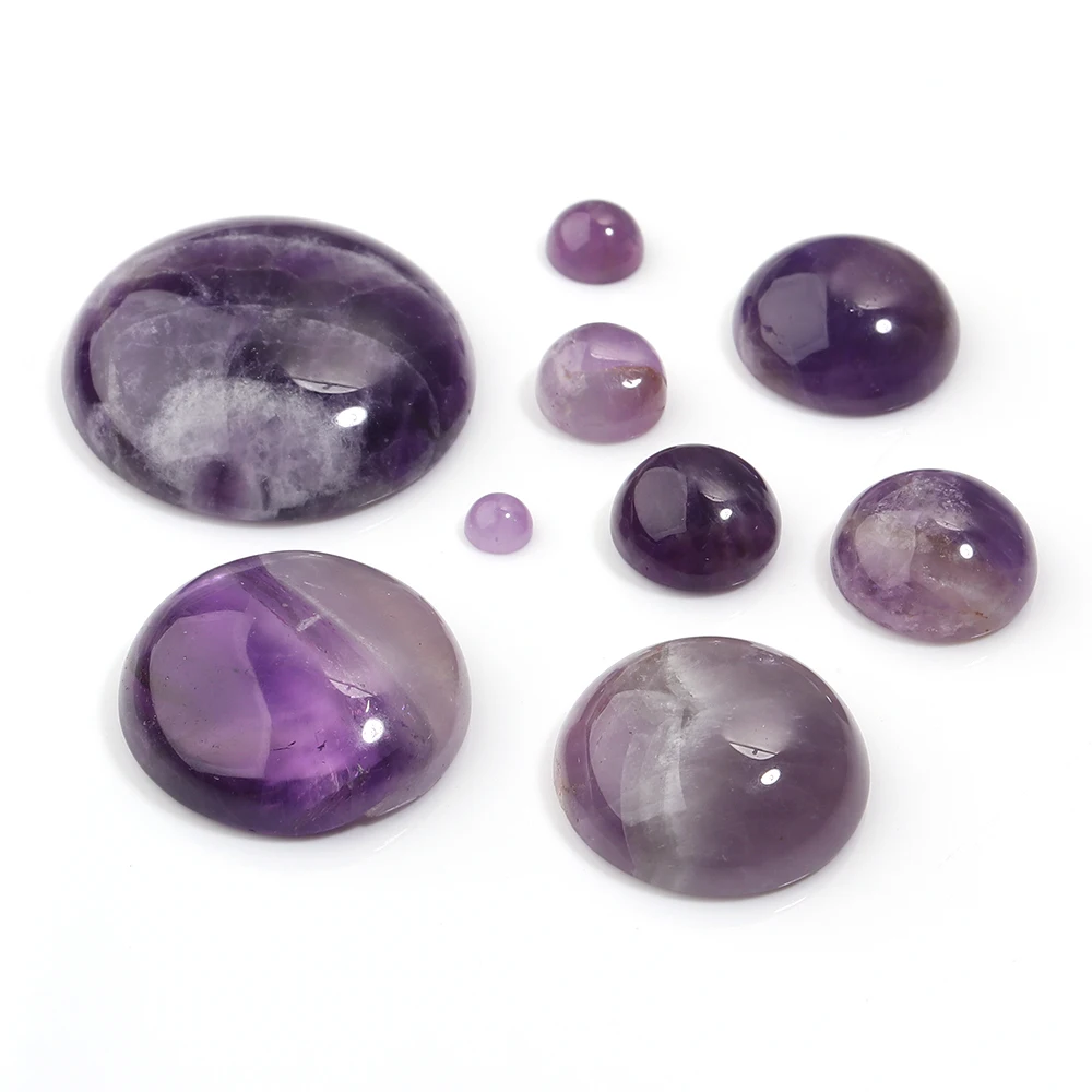 5-10pcs/lot Round Amethyst Cabochons 4/6/8/10/12/14/16/18/20/15mm Natural Stone Cabochon For DIY Jewelry Making Necklace