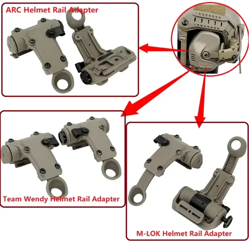 Tactical Helmet Rail Adapter for Tactical Headset RACAirsoft Shooting Headset Compatible with Team Wendy M-LOK Helmet Rails