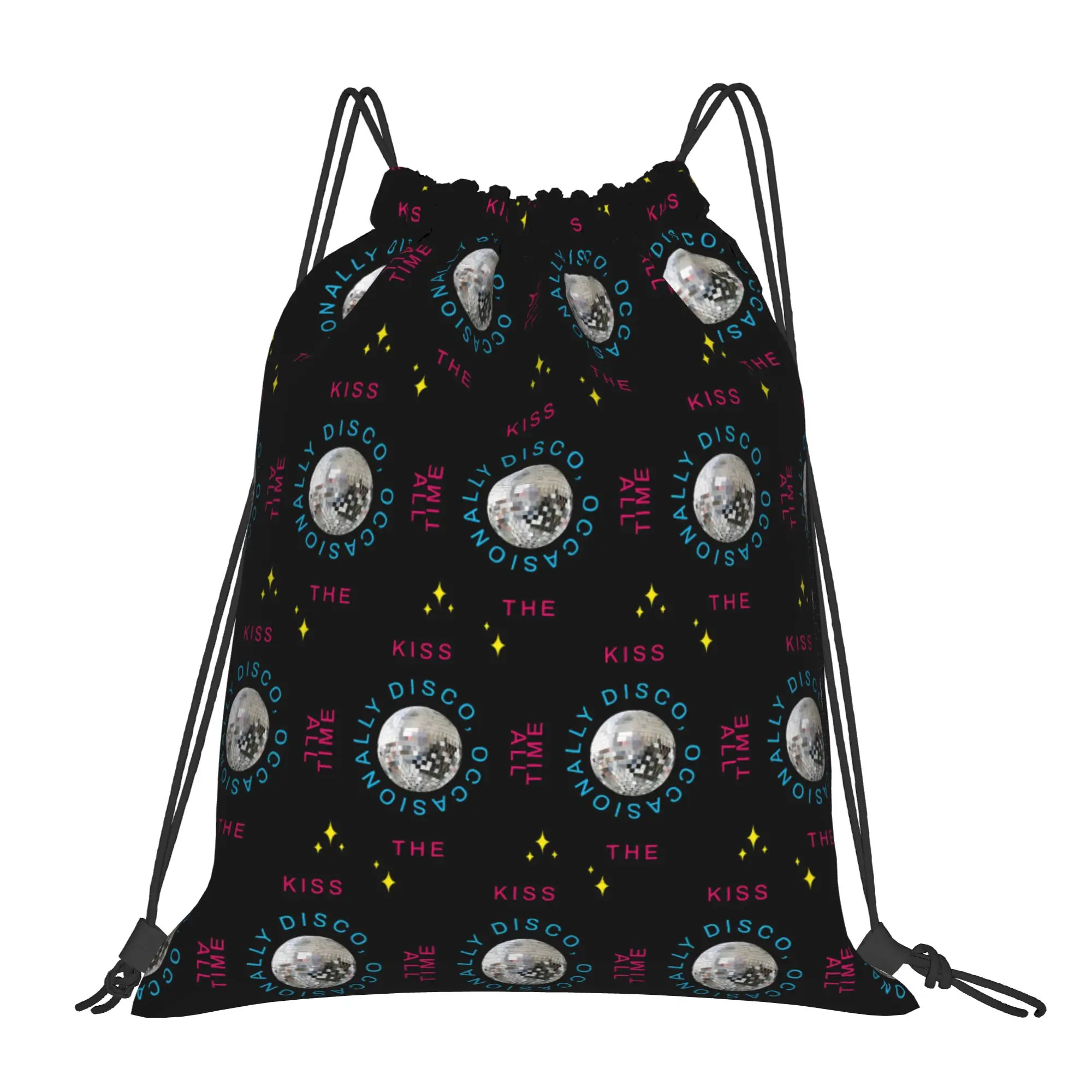 Kiss All The Time Disco Ball Drawstring Backpack Gym Bag Harrys Music Styles String Sackpack for Working Out 36cm (W) x 43cm (H)
