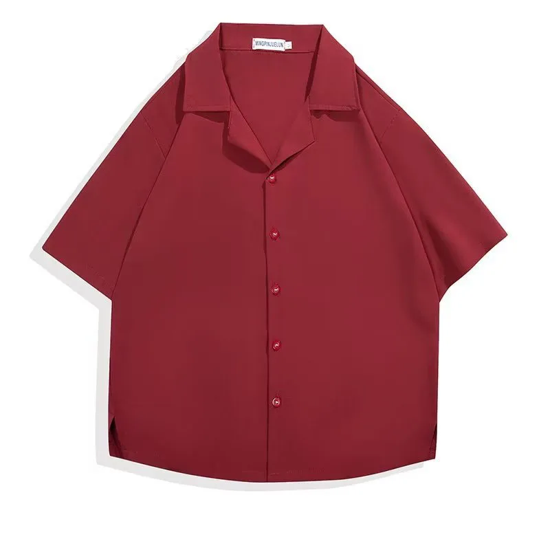 Мужские повседневные рубашки на лето — свободные топы с короткими рукавами, однотонная, дышащая и классная одежда