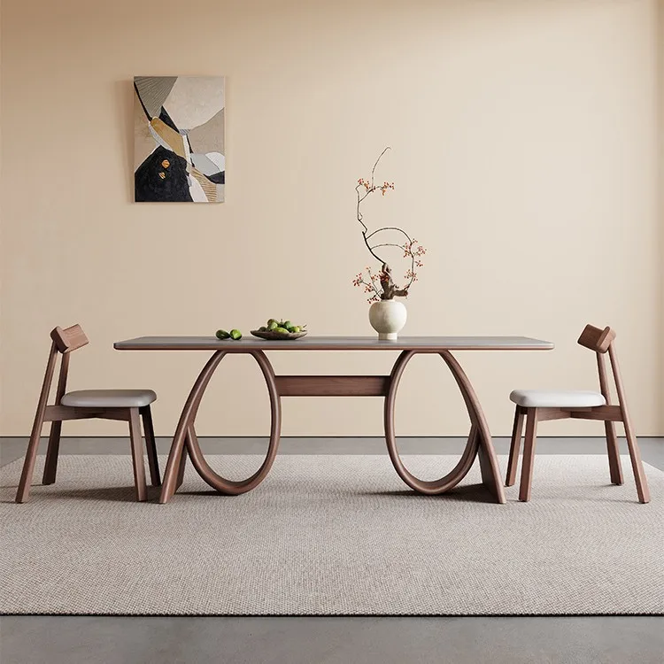 Modern Minimalist Restaurant Table Solid Wood Base With 6 8 10 Chairs Home Dining Room Furniture MDF Oval ASH Dining Table