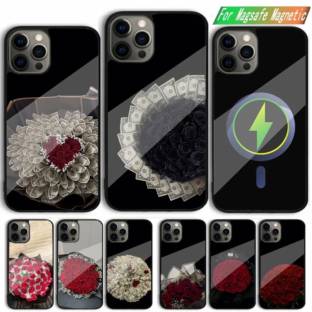 

Red Roses Flowers Bouquet Phone Case For iPhone 15,14,13,12,11,Plus,Pro,Max Mini Magsafe Magnetic Wireless Charging