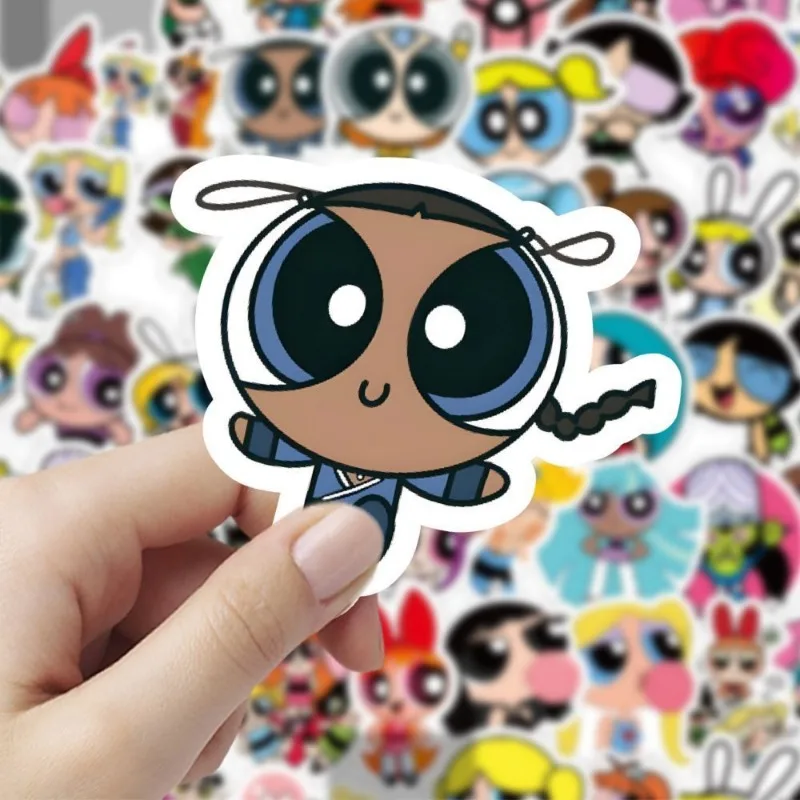 Autocollants Powerpuff Girls Anime, dessin animé, étui pour ordinateur portable et téléphone, bagage, tasse à eau, jouets pour enfants, vente en gros, 59 pièces