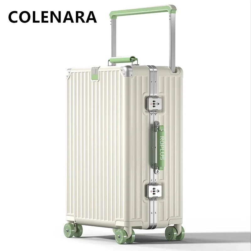 COLENARA-Bagagem Mala De Viagem Com Grande Capacidade, Moldura De Alumínio, Estojo Do Trole, Caixa De Embarque PC Estudante, Mala Universal, 20 "24" 28"