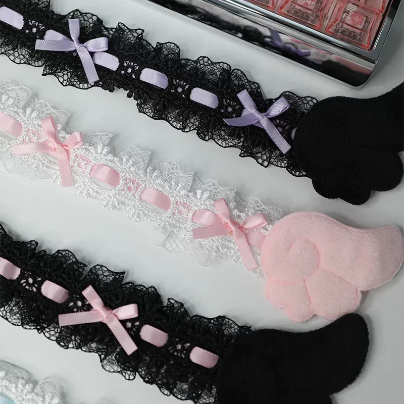 Cute Bow Lace Monitor Frame Sticker，Decorative Strip for Computer Screen,Aesthetic Accessory for E-sports Gaming Room Decoration