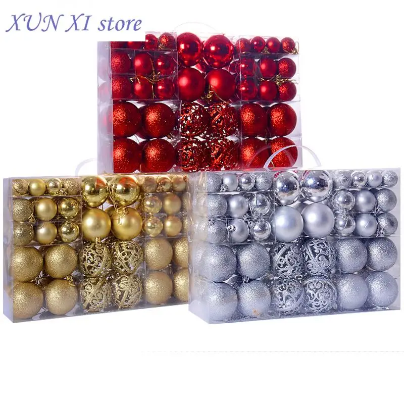 

New 100PCS/Set Christmas Balls Ornament 3-6cm Hang Pendant Ball Indoor Year Xmas Tree Decor Home Christmas Tree Decoration Gifts