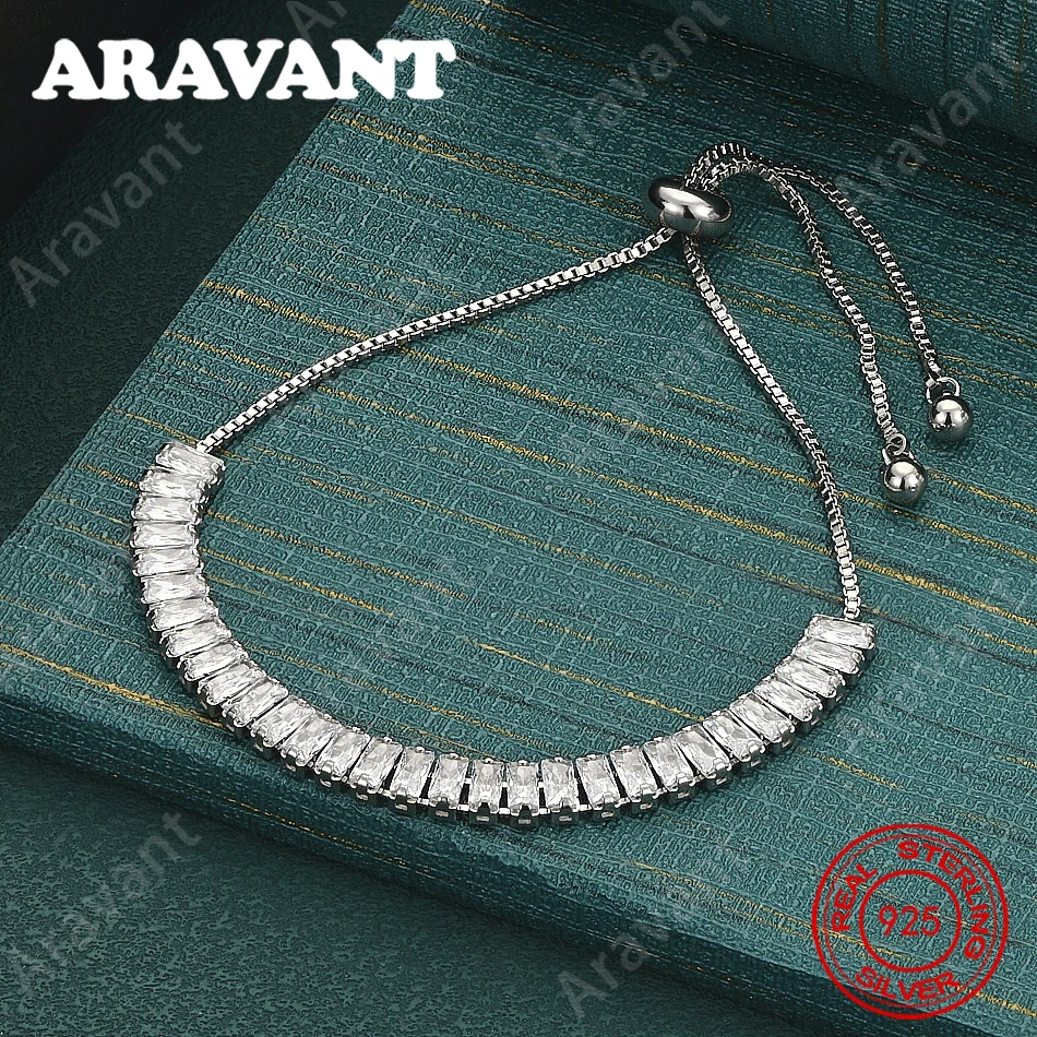 925 Sterling Silver Box Chain Bracelet With Square Cubic Zirconia – Vintage, Elegant, And Sophisticated Party Jewelry For Women