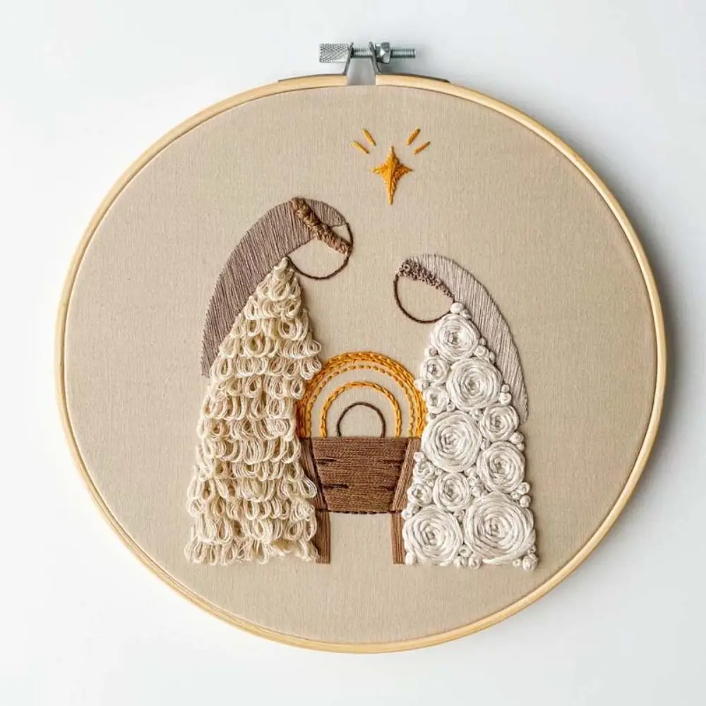 Christmas Cross Stitch Nativity Scene Embroidery Kit Cross Stitch Set Funny DIY Religious Vintage Embroidery
