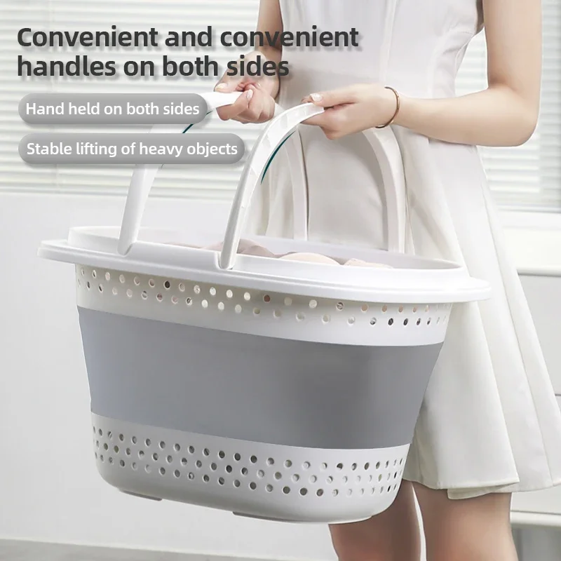 Collapsible Plastic Laundry Basket Folding Pop Up Bathroom Dirty Clothes Basket Household Plastic Large Storage Container