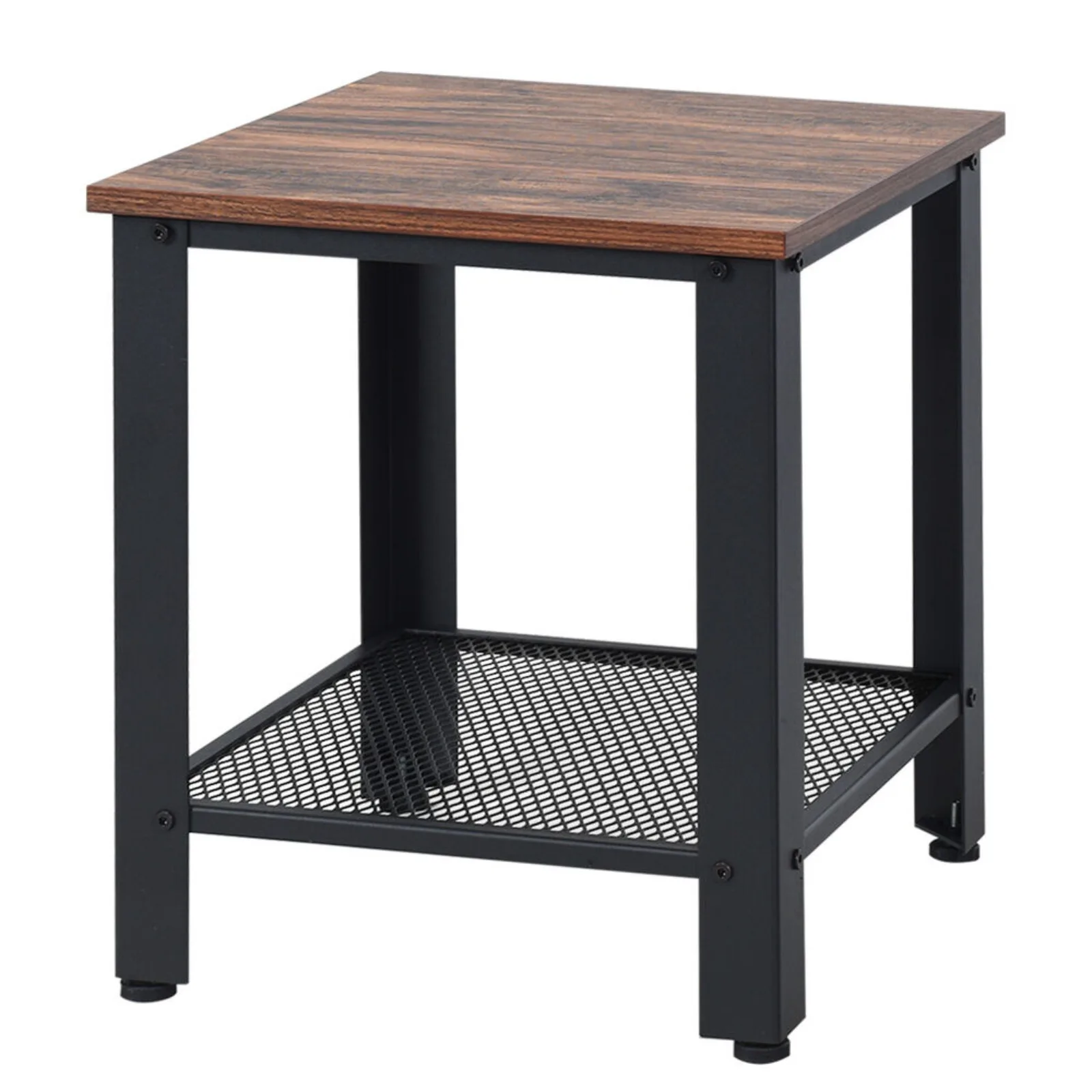 

US Industrial End Table 2-Tier Side Table W/ Shelf Rustic Sofa Table Home Black