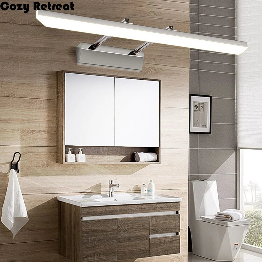 電気メッキ9w-40cm-ledウォールライト-ノードリル防曇化粧鏡ライト-防水格納式バスルームミラーランプ-キャビネット
