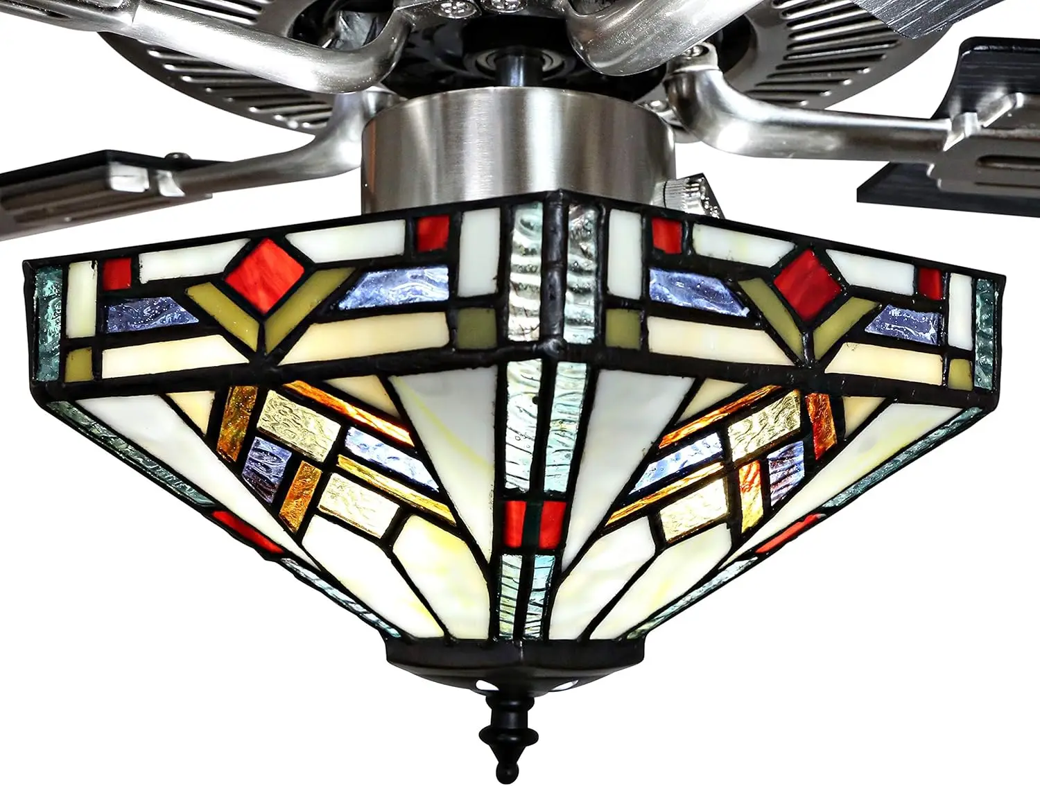 

RIVER OF GOODS 52 Inch Mission Tiffany-Style LED Ceiling Fan with Lights - Stained Glass Ceiling Fan Light Fixture with Remote