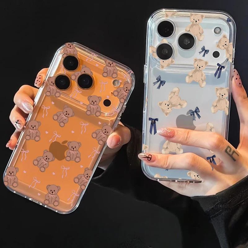 Cute Teddy Bear Bowknot Phone Case For Samsung Galaxy S26 S25 Ultra A57 A56 5G A36 A26 A16 A07 A55 A15 A54 S24 S23 Plus FE Cover view 2
