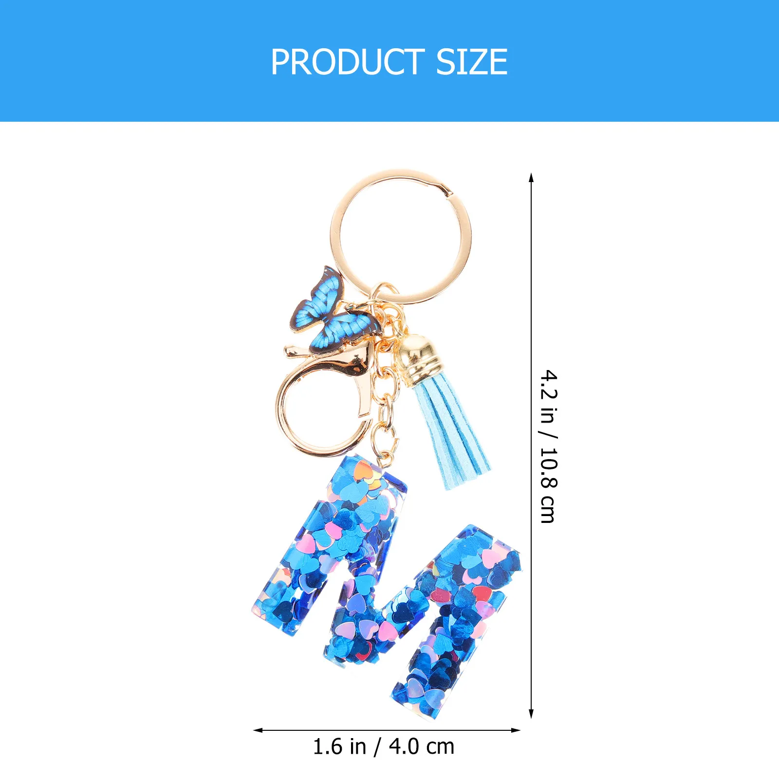 Letter Butterfly Tassel Stylish Keychain Decorative Key Ring Bag Charm Handbag Charm Cute Women Keychain Backpack Charms Car Key