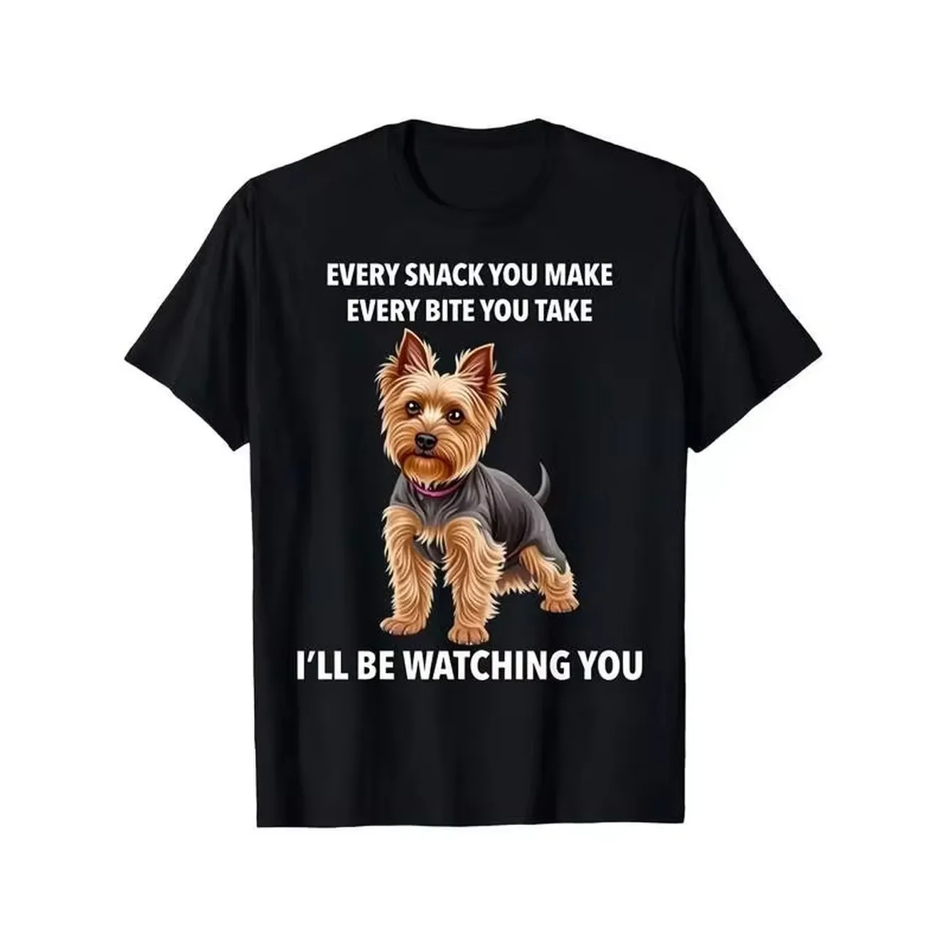 Plus Size, Women's Plus-Size Funny Yorkshire Terrier T-Shirt (Yorkie Dog Lover Gift) - Slogan Every Time You Make A Snack, Every Time You Eat, I'm Wat