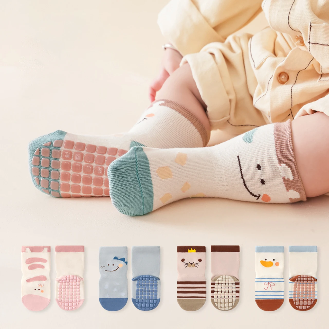 

Нескользящие детские носки с полностью резиновой подошвой, милые мультяшные носки для раннего развития малышей, носки для ходунков для детей 0-5 лет, детская обувь