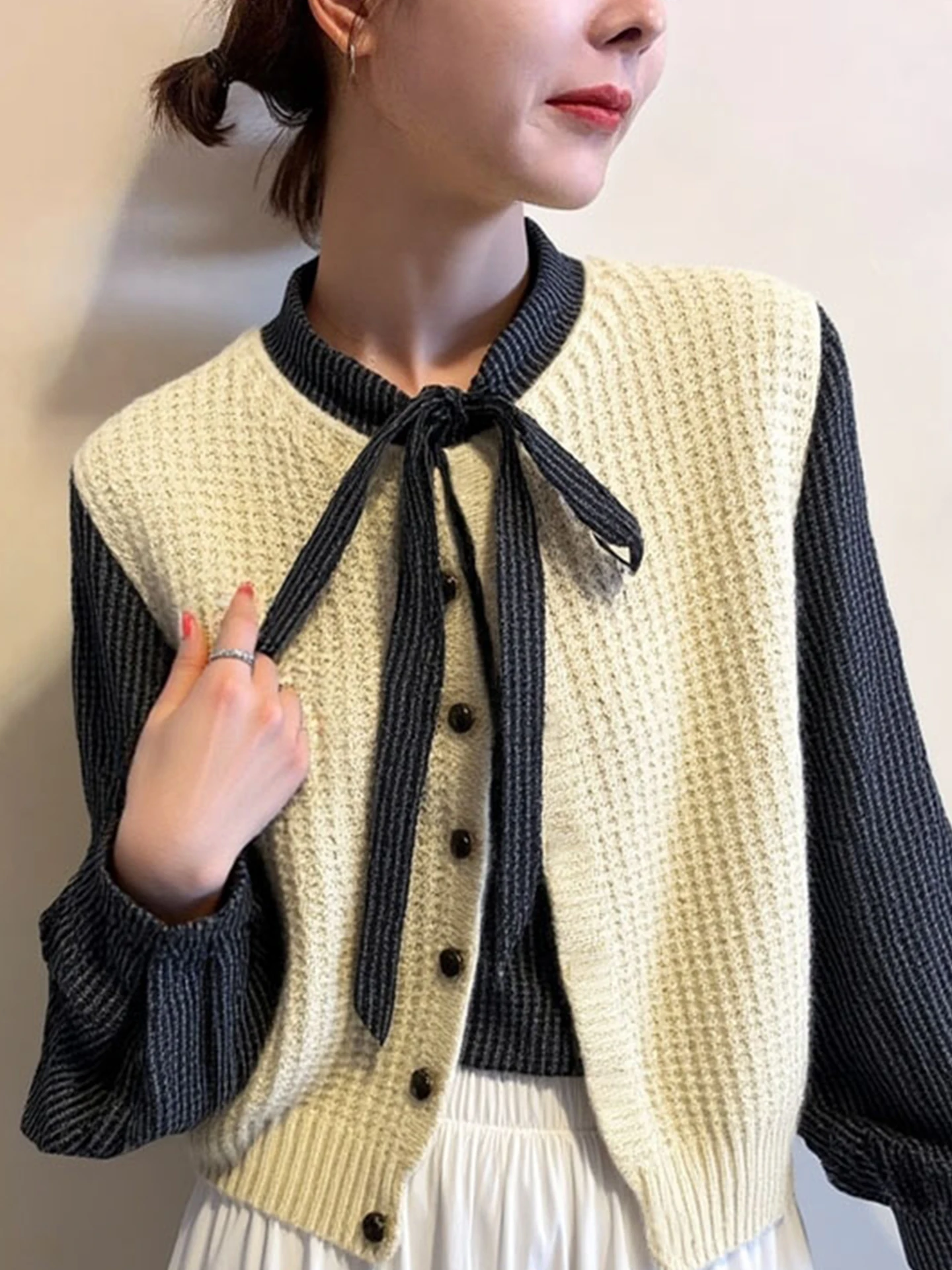 Ceco sin Mangas de Color Puro con un Solo Botón, Cárdigan Abierto Hoado para Combinar, Top de Mujer ular de Cachemira...