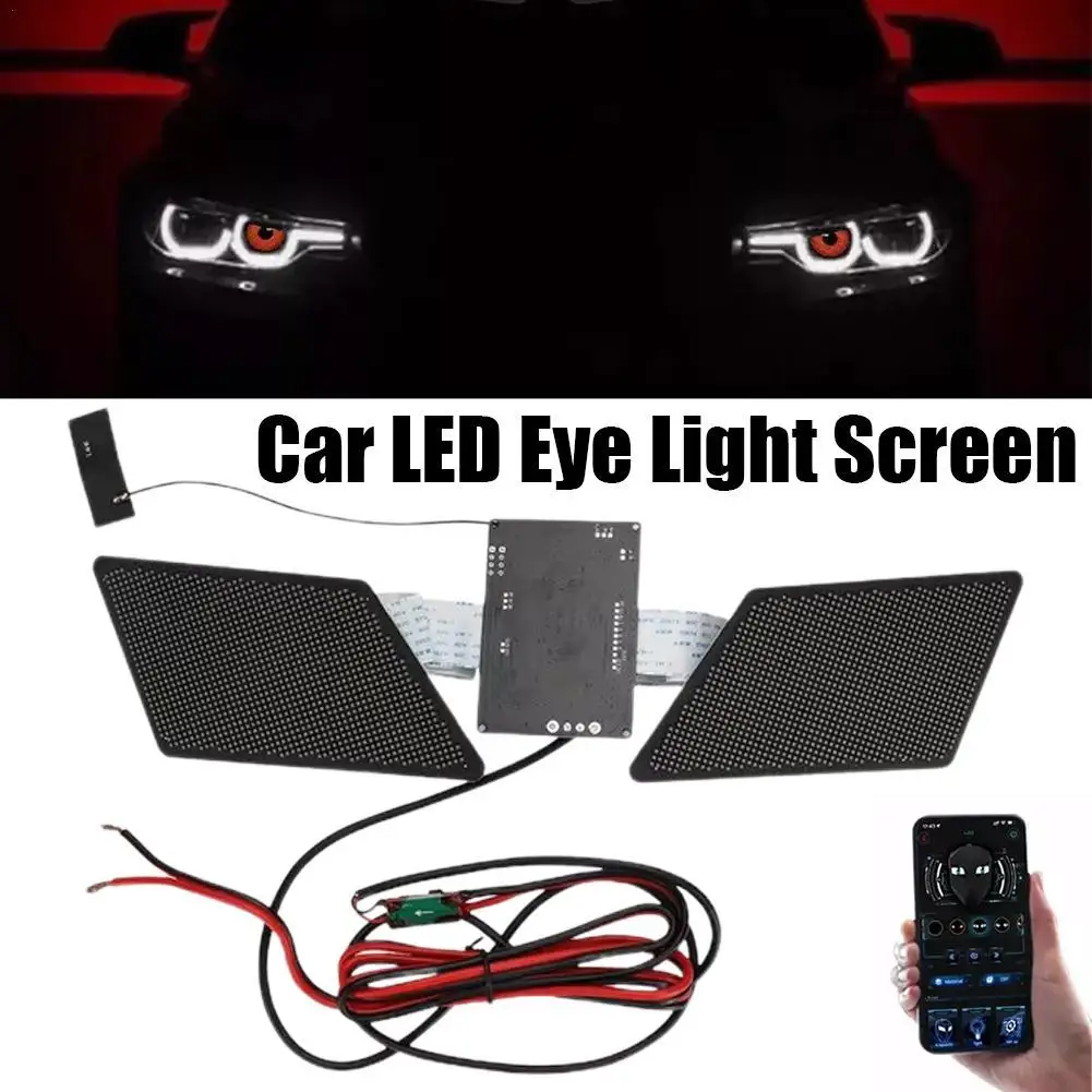 2pcs DIY LED Pixel Screen 12 V Auto Headlights Mobile APP Control Angel Eyes Car Dynamic Fog Lights Decoration Lights