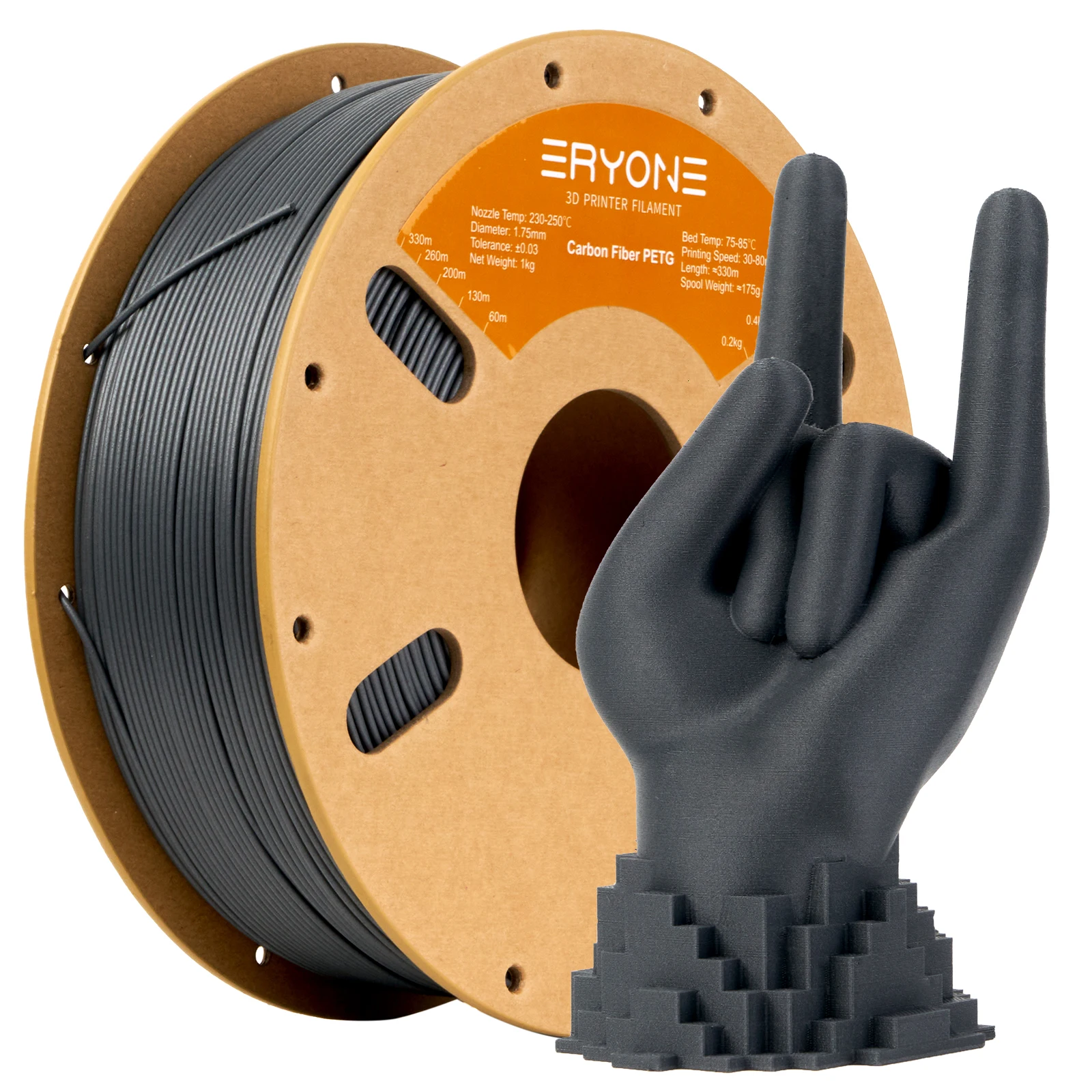 ERYONE PETG Kohlefaser 1 kg Filament 1,75 mm ± 0,03 mm Toleranz für FDM 3D-Drucker Hohe Zähigkeit Neuankömmling Schneller Versand