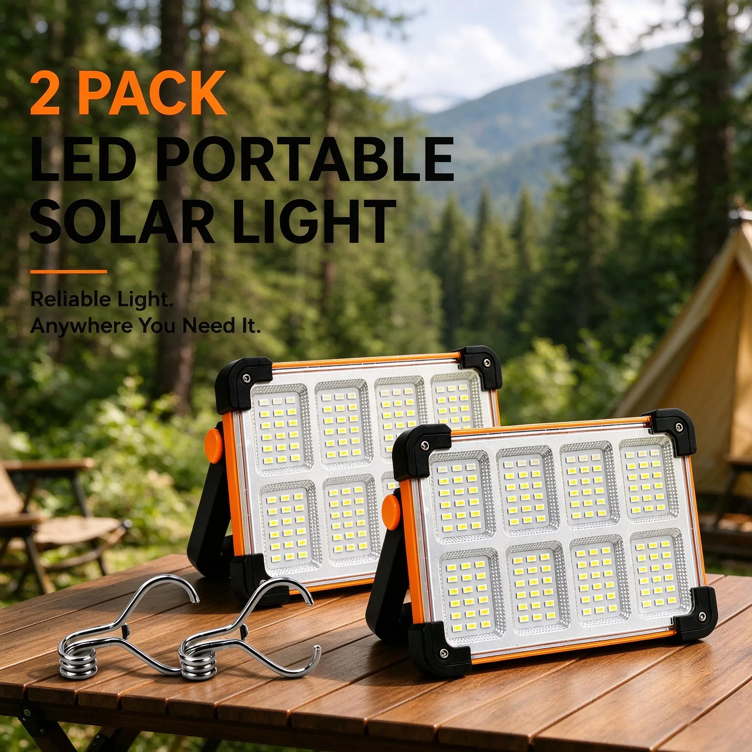 Portable Solar LED Work Light 144LED 4 Modes SOS Emergency Light 3600mAh Power Bank Type-C & Solar Charging Portable Outdoor Camping Repair Flood Lamp