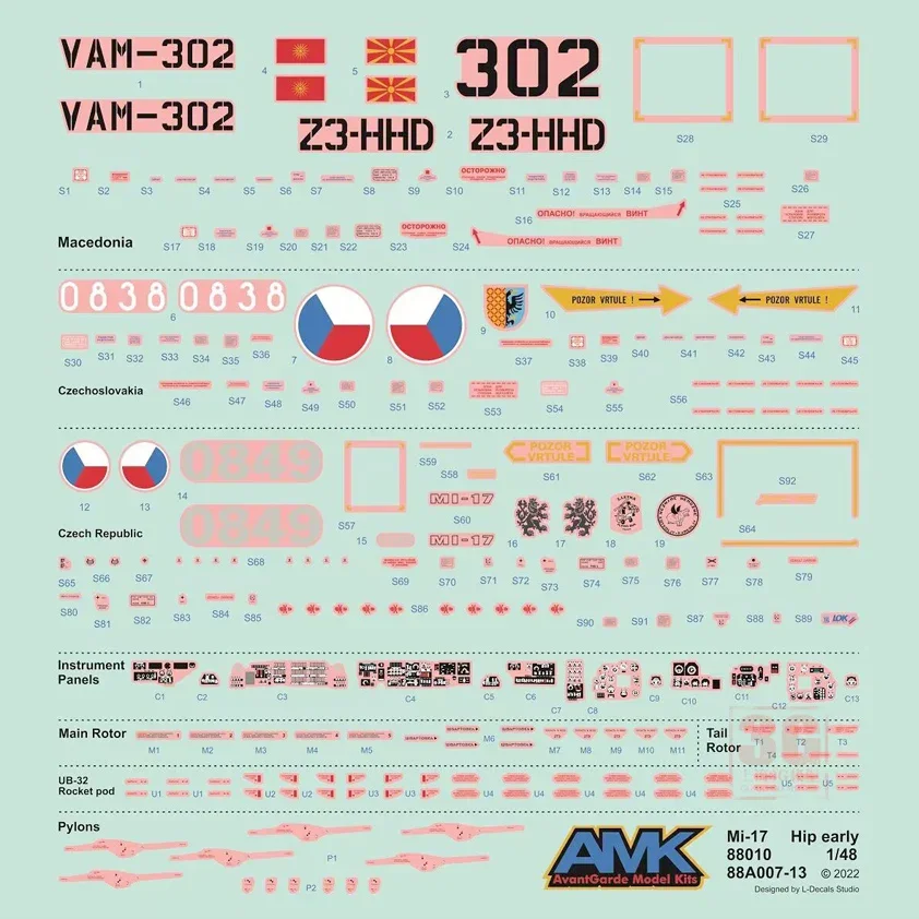 Kit modello di aereo di assemblaggio AMK 88010 elicottero russo Mi-17 ippopotamo 1/48